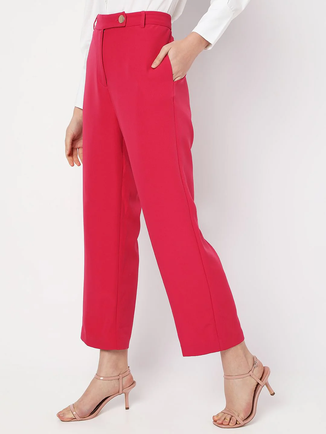 Pink High Rise Straight Fit Co-Ord Set Pants - Image 3