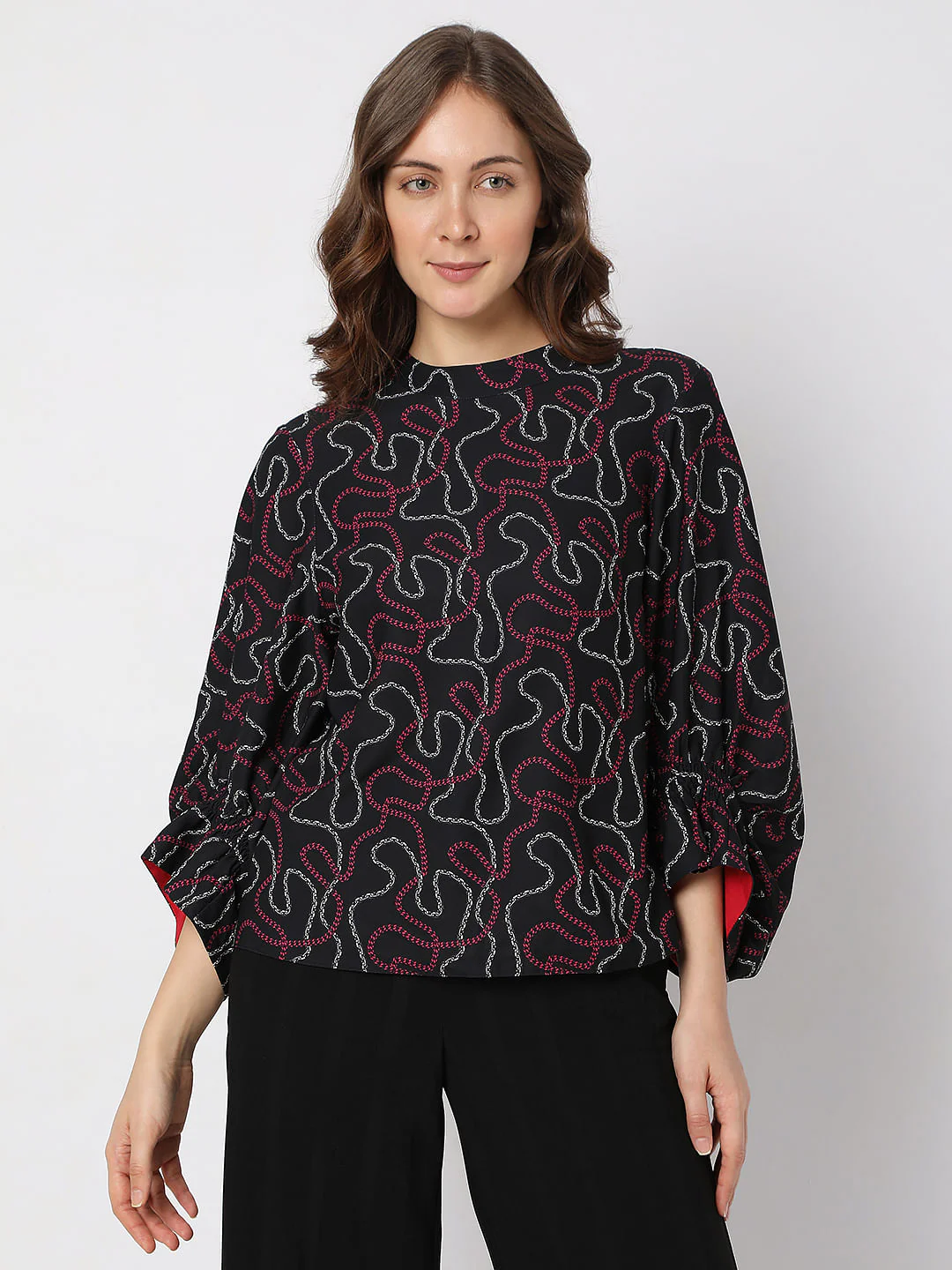 Black Chain Print Top - Image 2