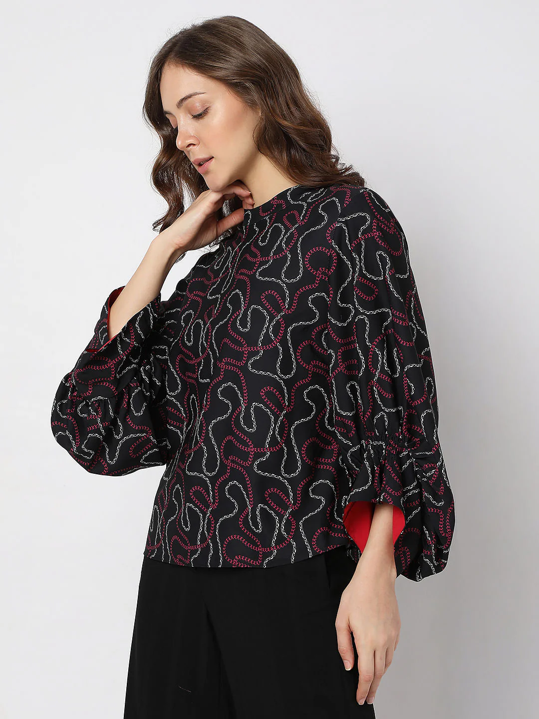 Black Chain Print Top - Image 3
