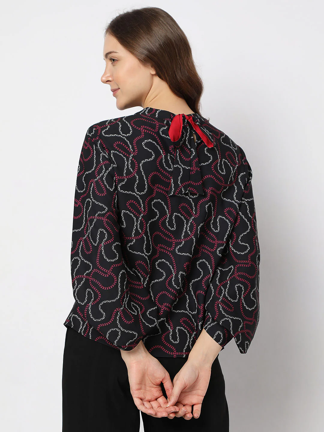 Black Chain Print Top - Image 4