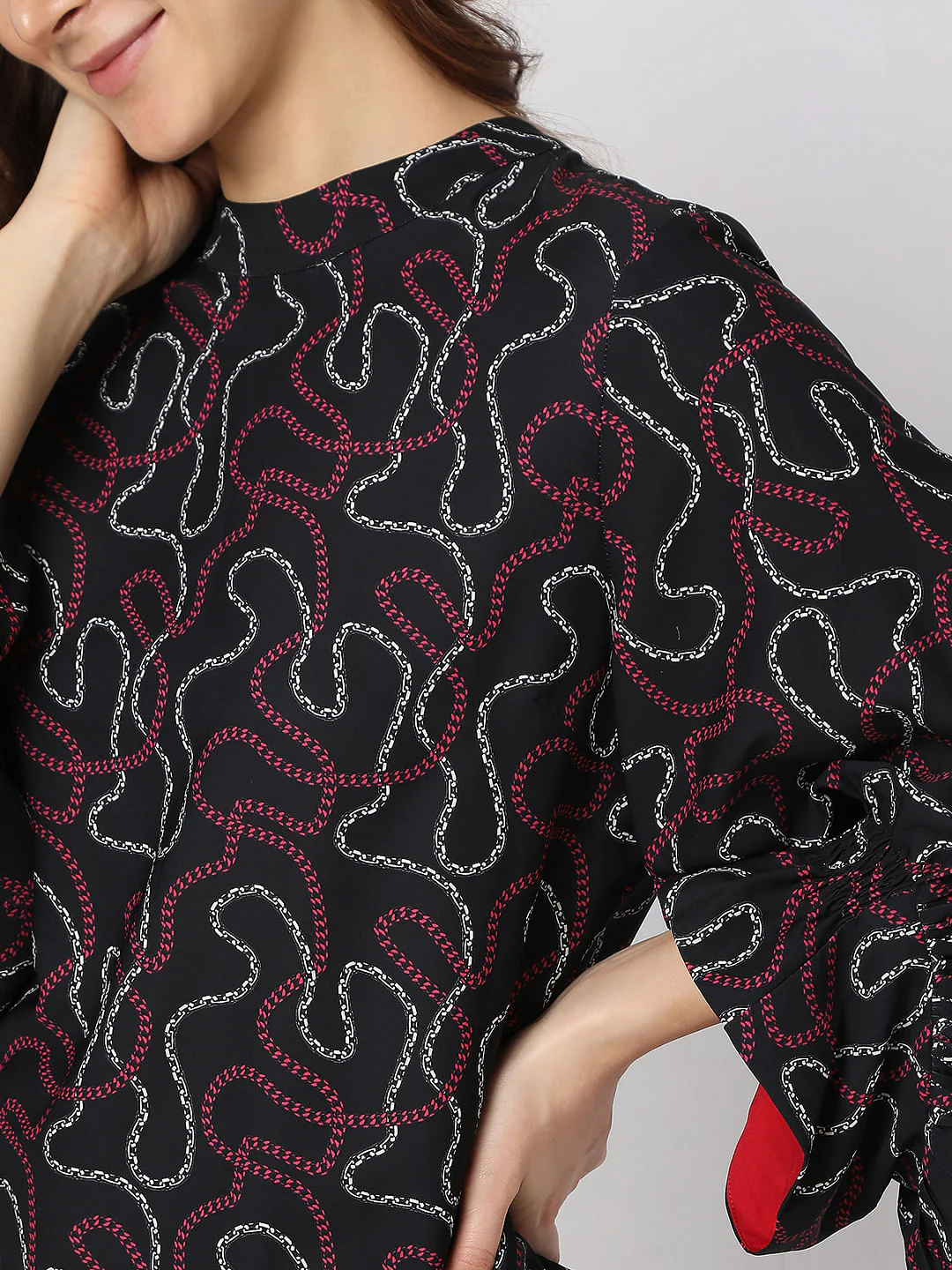 Black Chain Print Top - Image 6