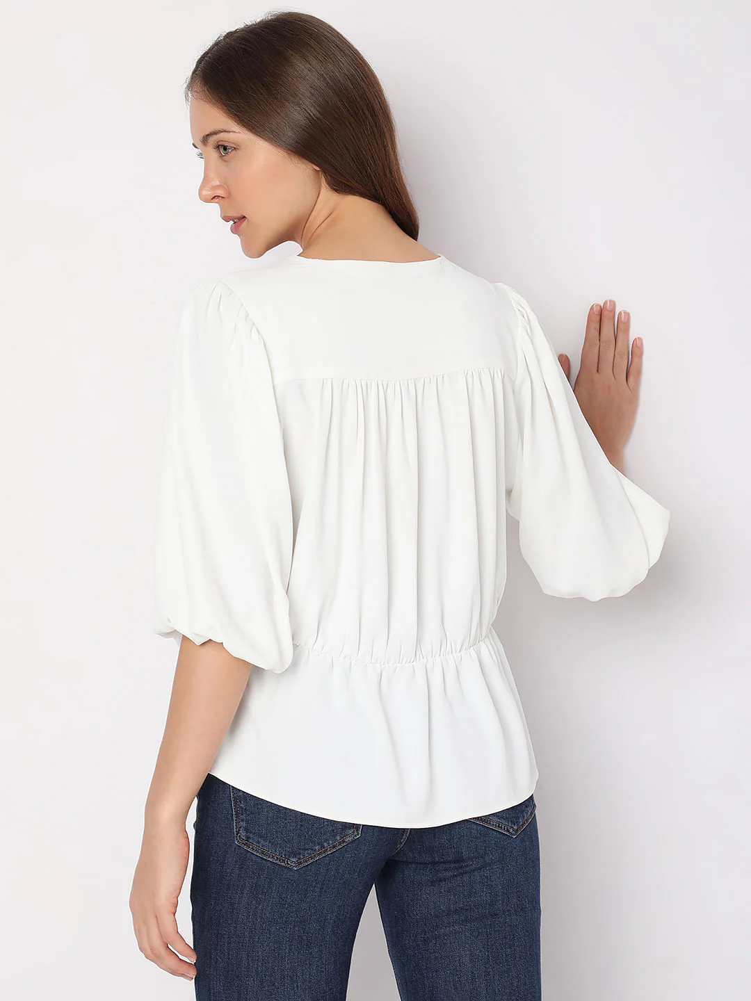 White Puff Sleeves Top - Image 4