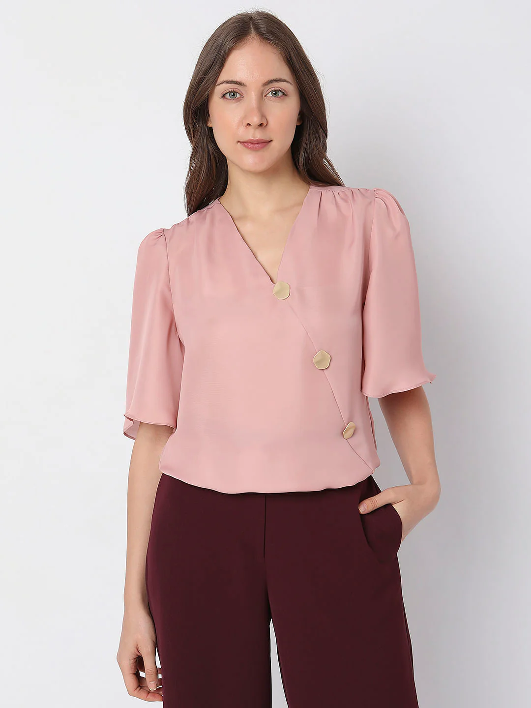 Pink Button Detail Top - Image 2