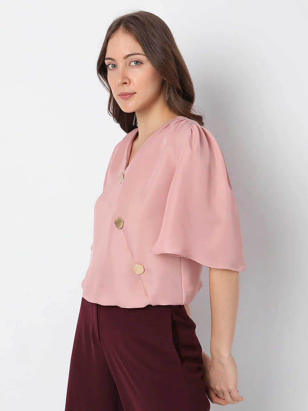 Pink Button Detail Top - Image 3