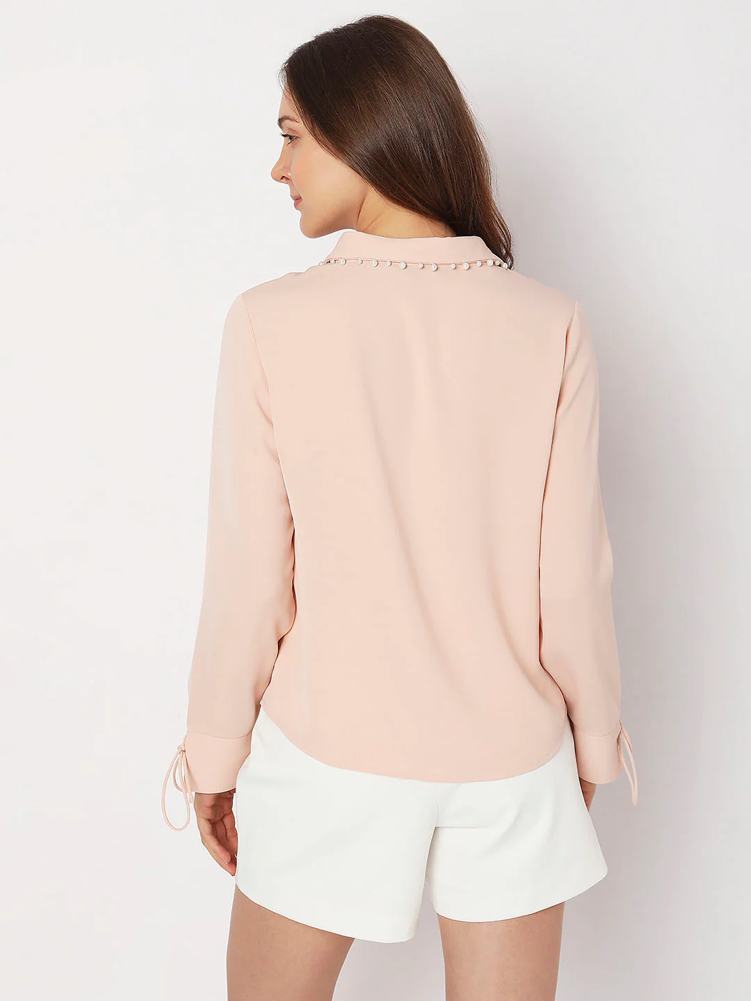Peach Pearl Detail Shirt - Image 4