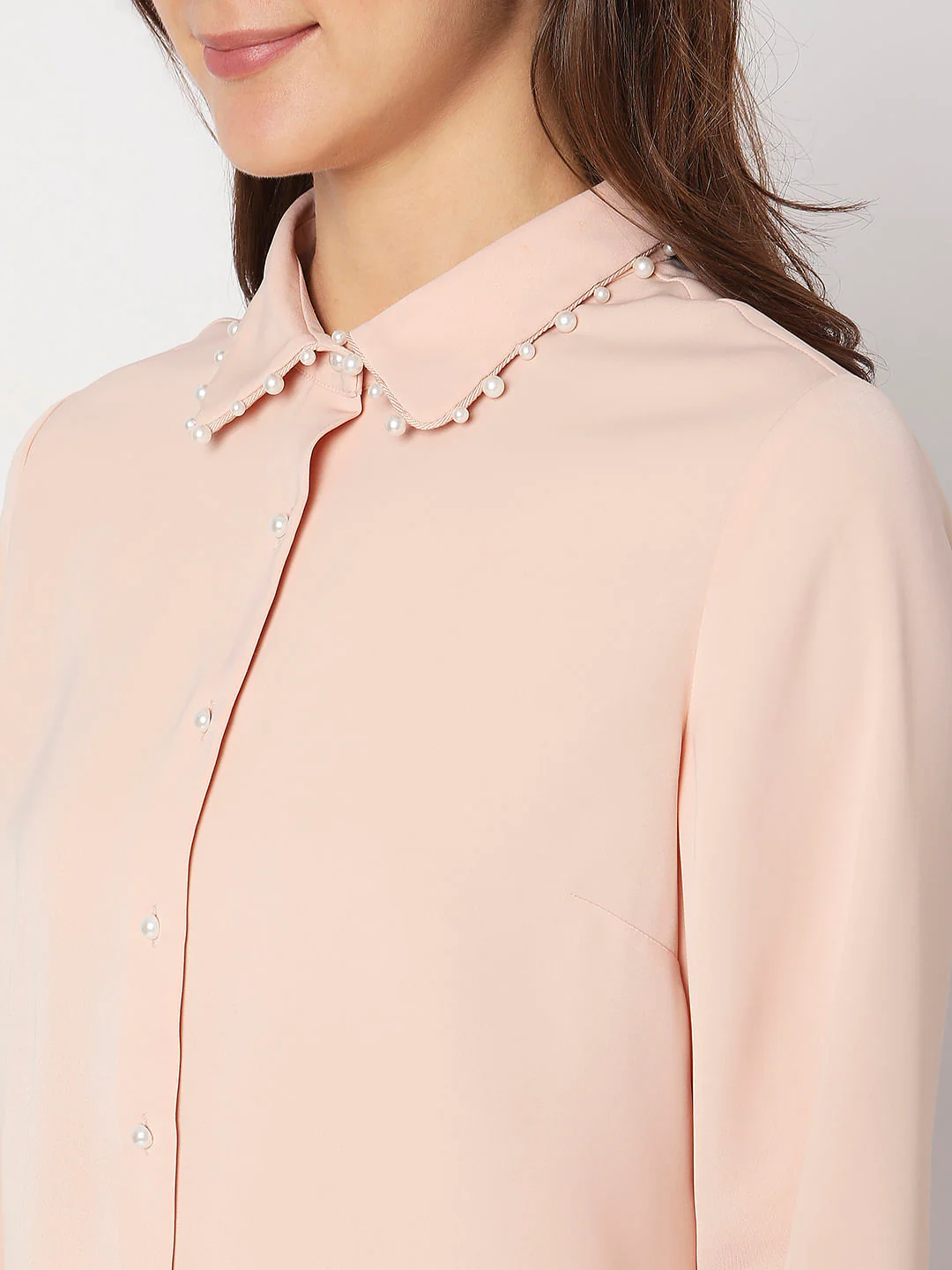 Peach Pearl Detail Shirt - Image 6