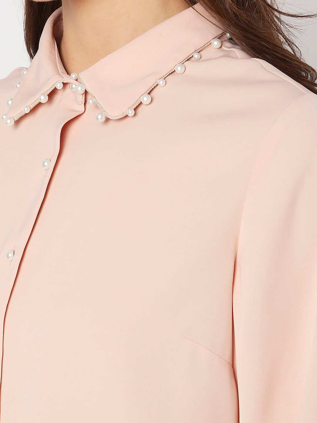 Peach Pearl Detail Shirt - Image 8