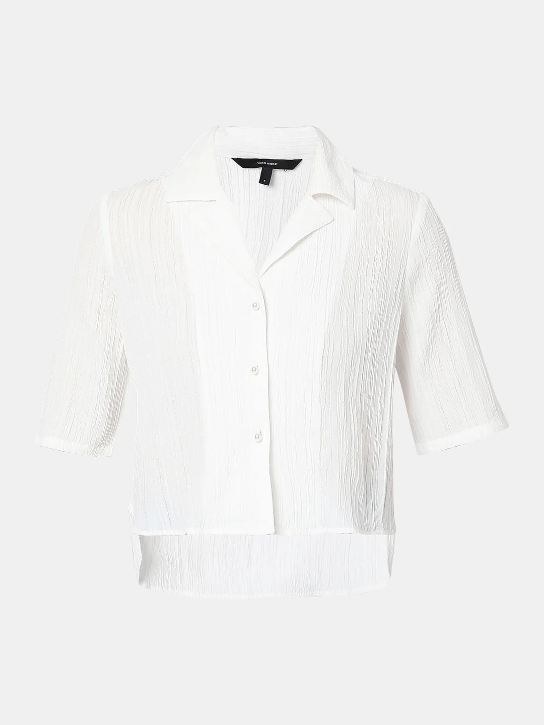 White Textured Crop Shirt - Image 7