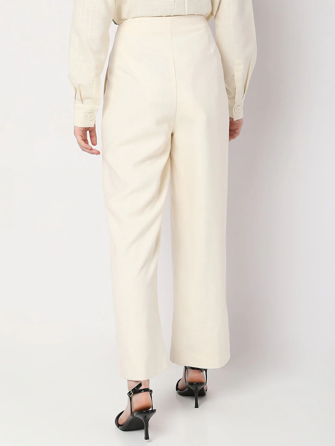 Beige High Rise Floral Co-Ord Pants - Image 4