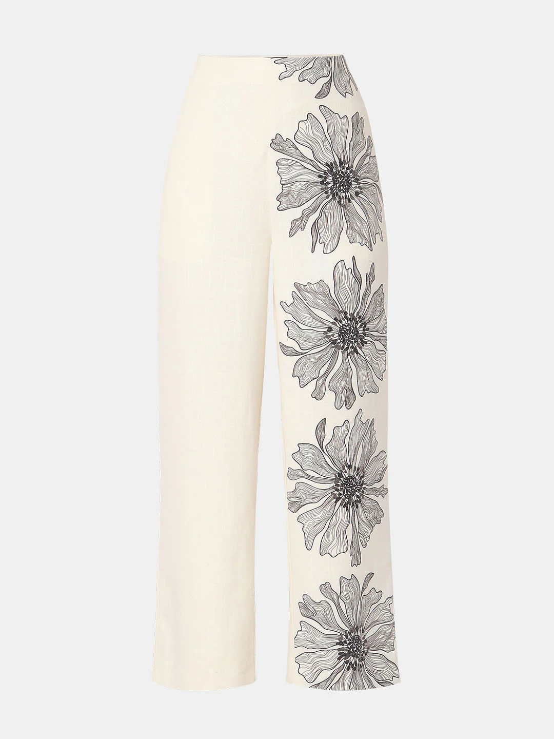 Beige High Rise Floral Co-Ord Pants - Image 7