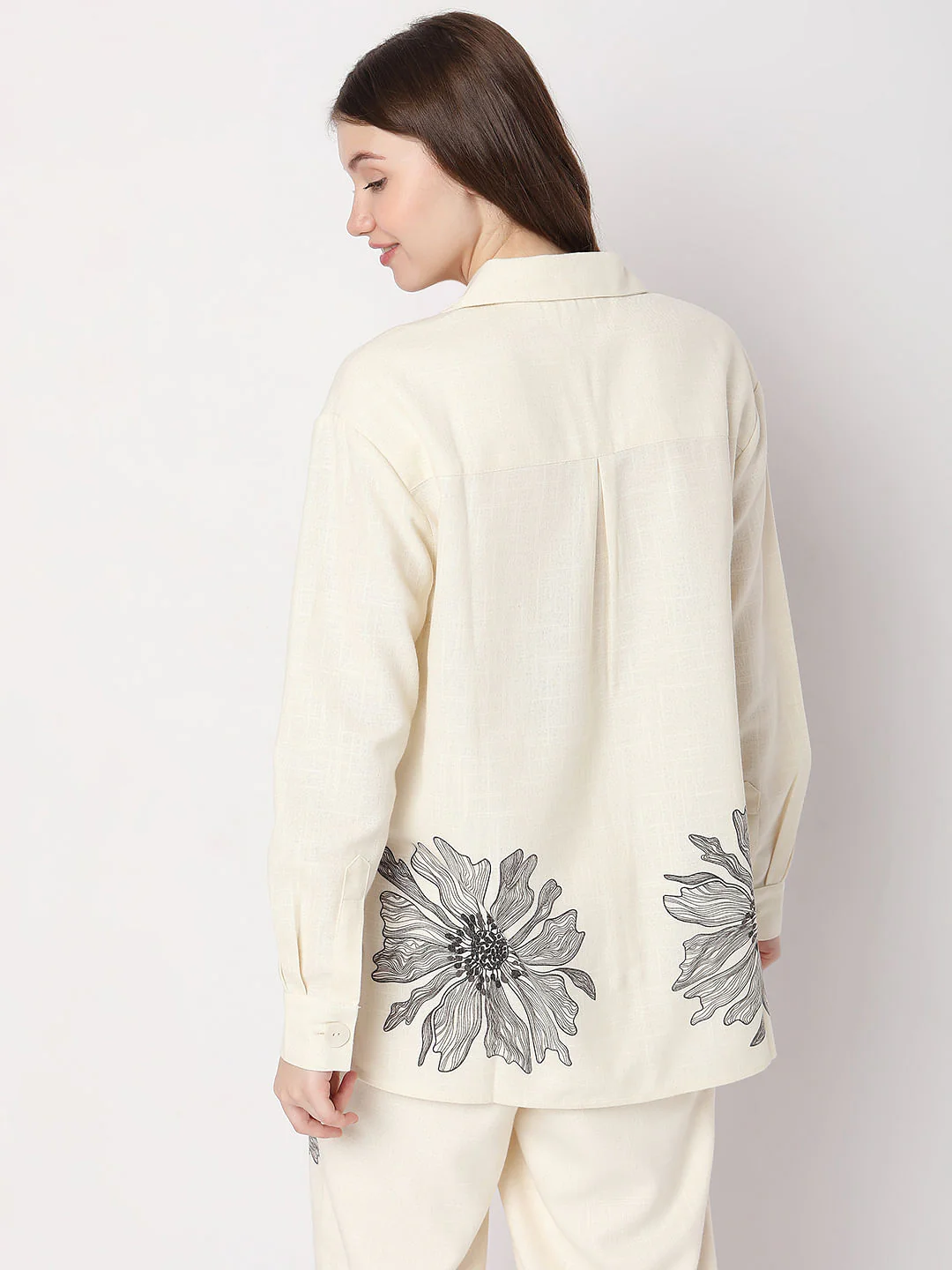 Beige Floral Co-Ord Shirt - Image 4