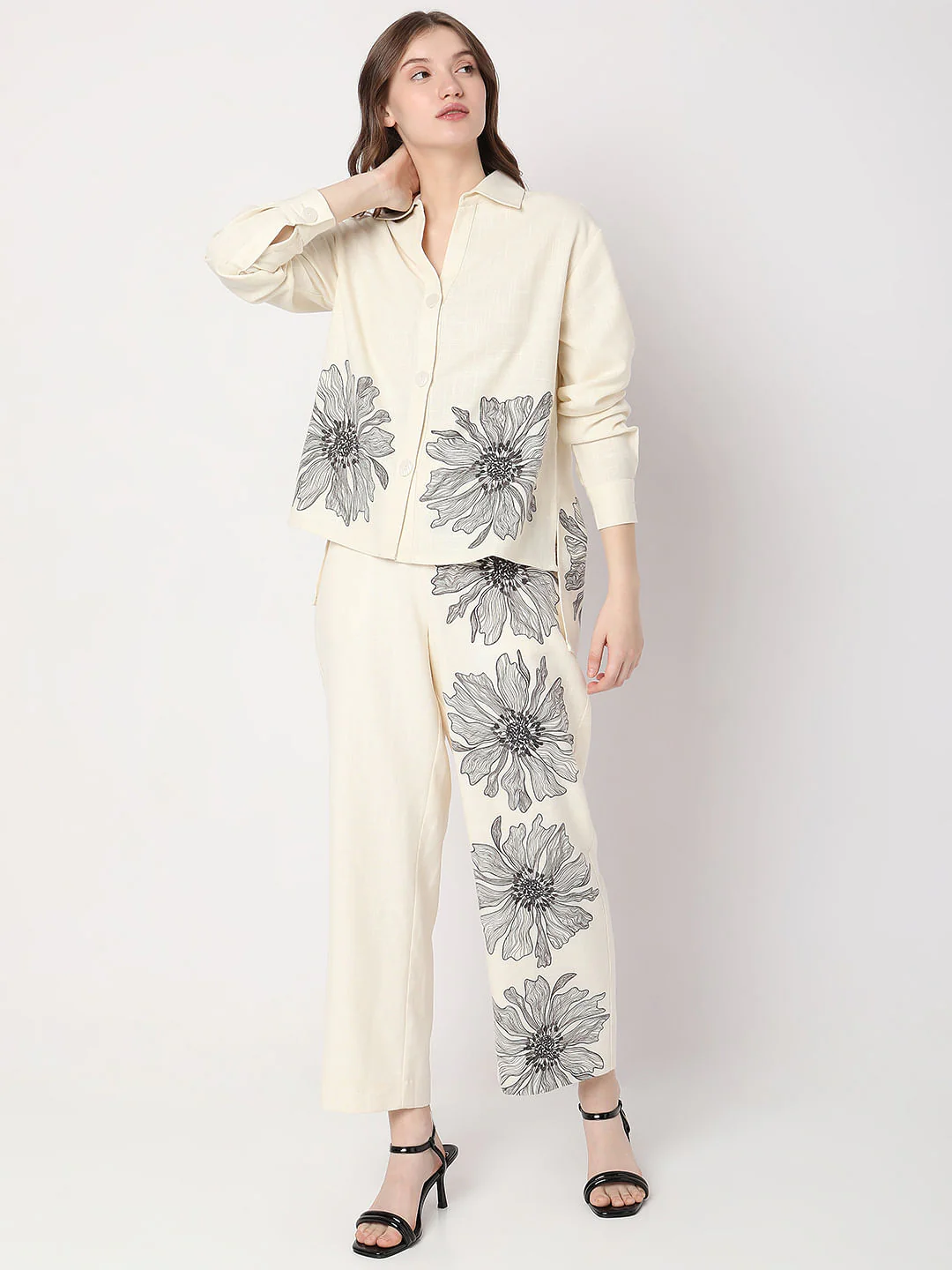 Beige Floral Co-Ord Shirt - Image 5