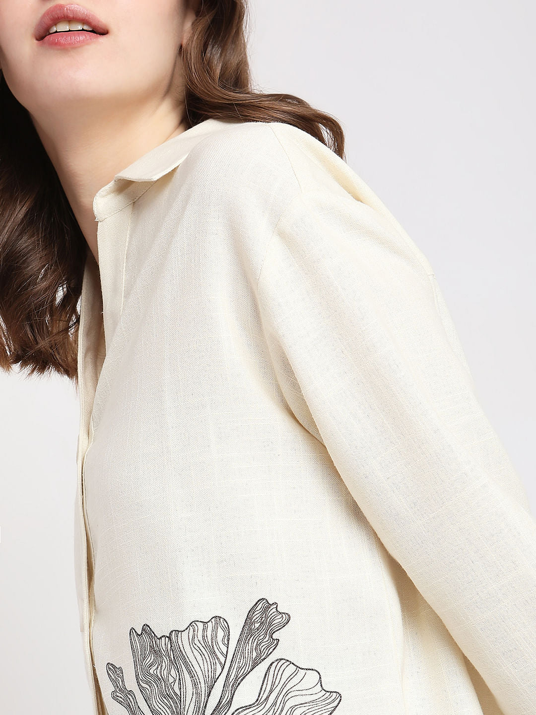 Beige Floral Co-Ord Shirt - Image 6