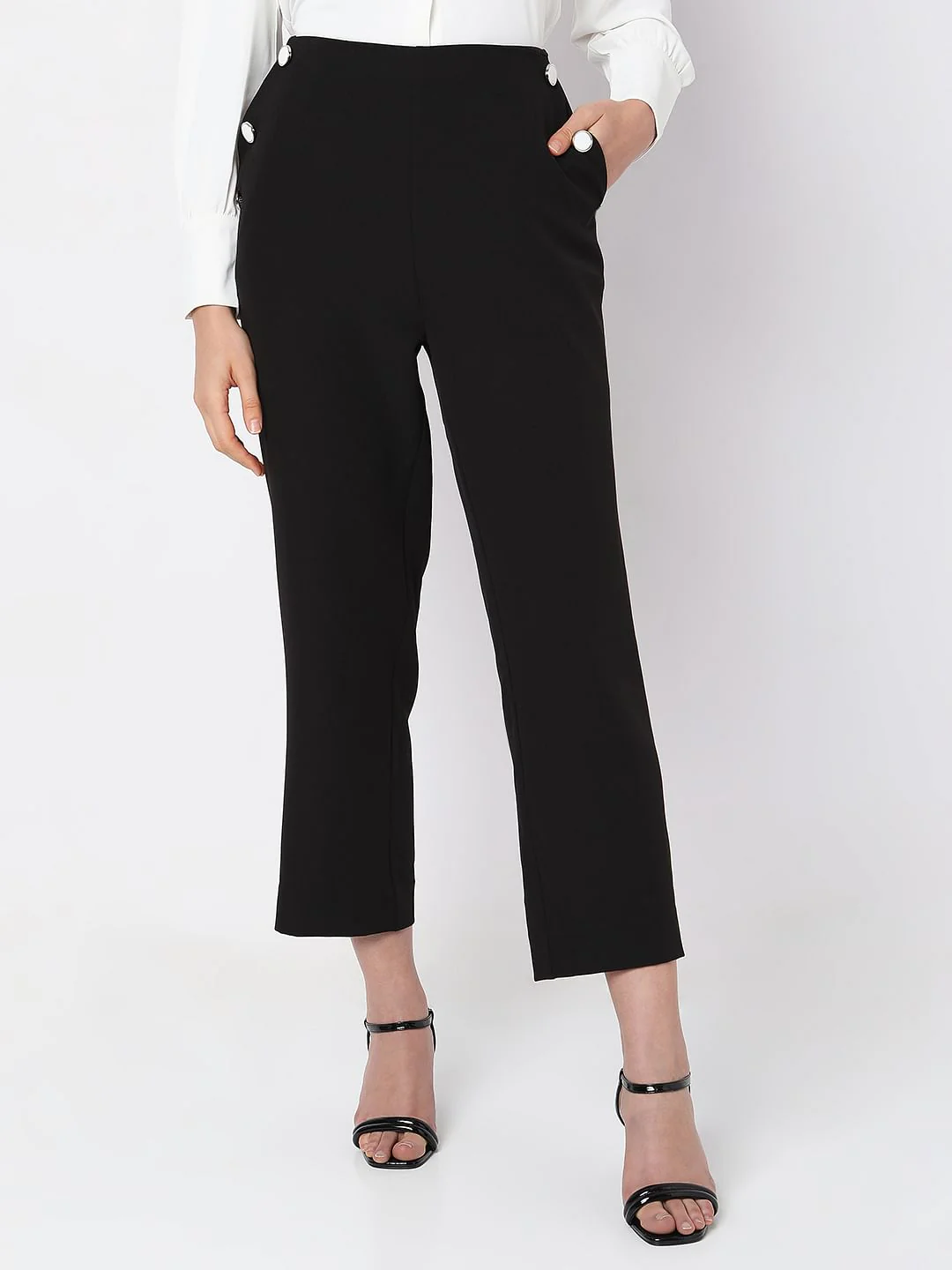 Black High Rise Straight Fit Co-Ord Set Pants - Image 2