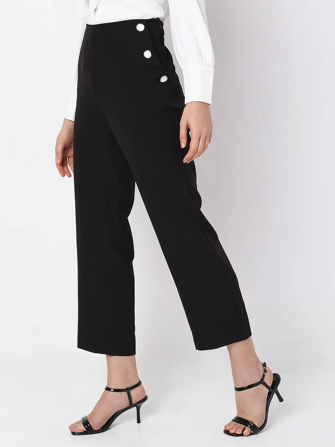 Black High Rise Straight Fit Co-Ord Set Pants - Image 3