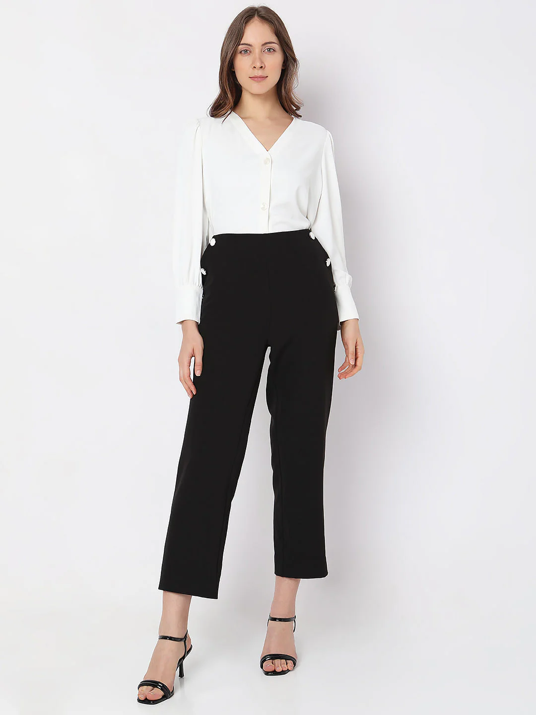 Black High Rise Straight Fit Co-Ord Set Pants - Image 6