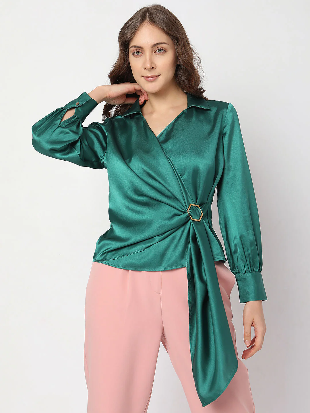 Green Satin Top - Image 2