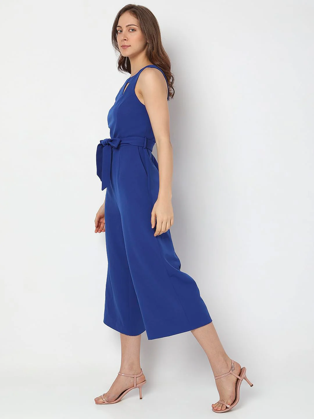 Blue Cut-Out Detail Cropped Jumpsuit - Image 3