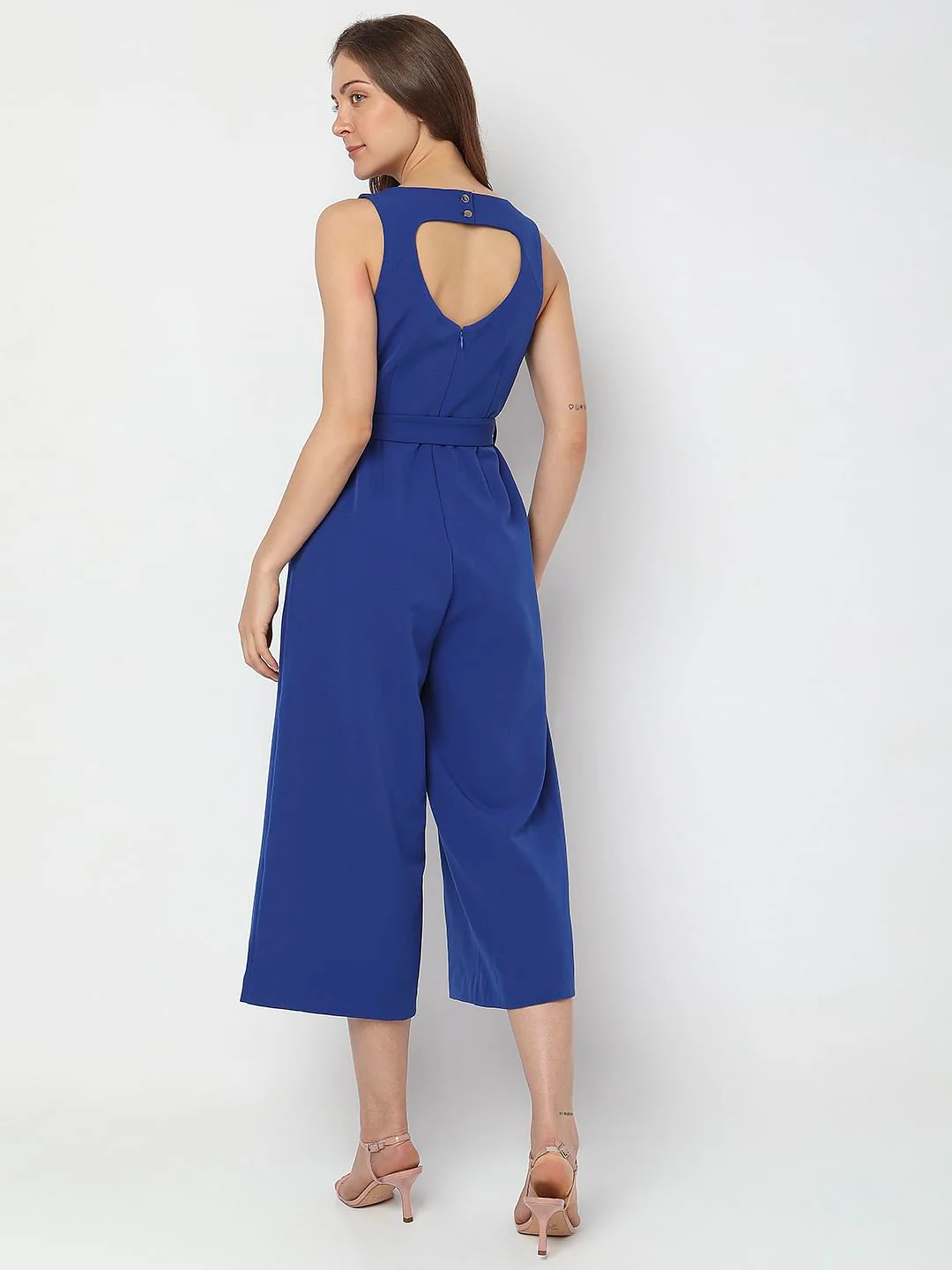 Blue Cut-Out Detail Cropped Jumpsuit - Image 4