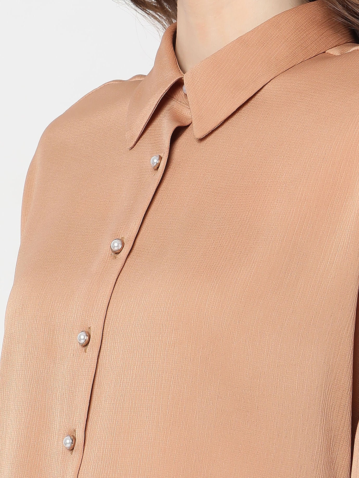 Brown Satin Co-Ord Shirt - Image 8