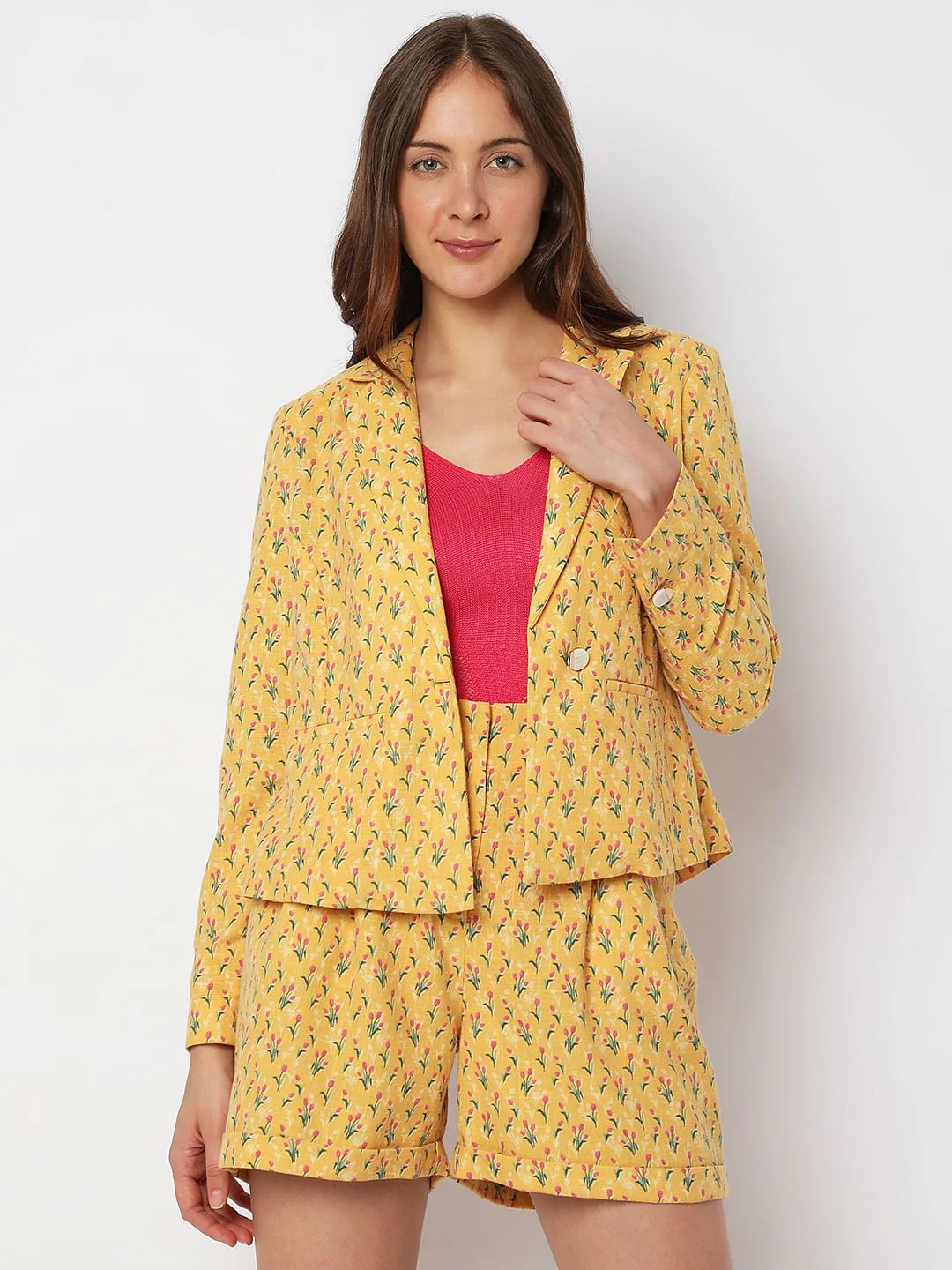 Mustard Floral Co-Ord Blazer - Image 2