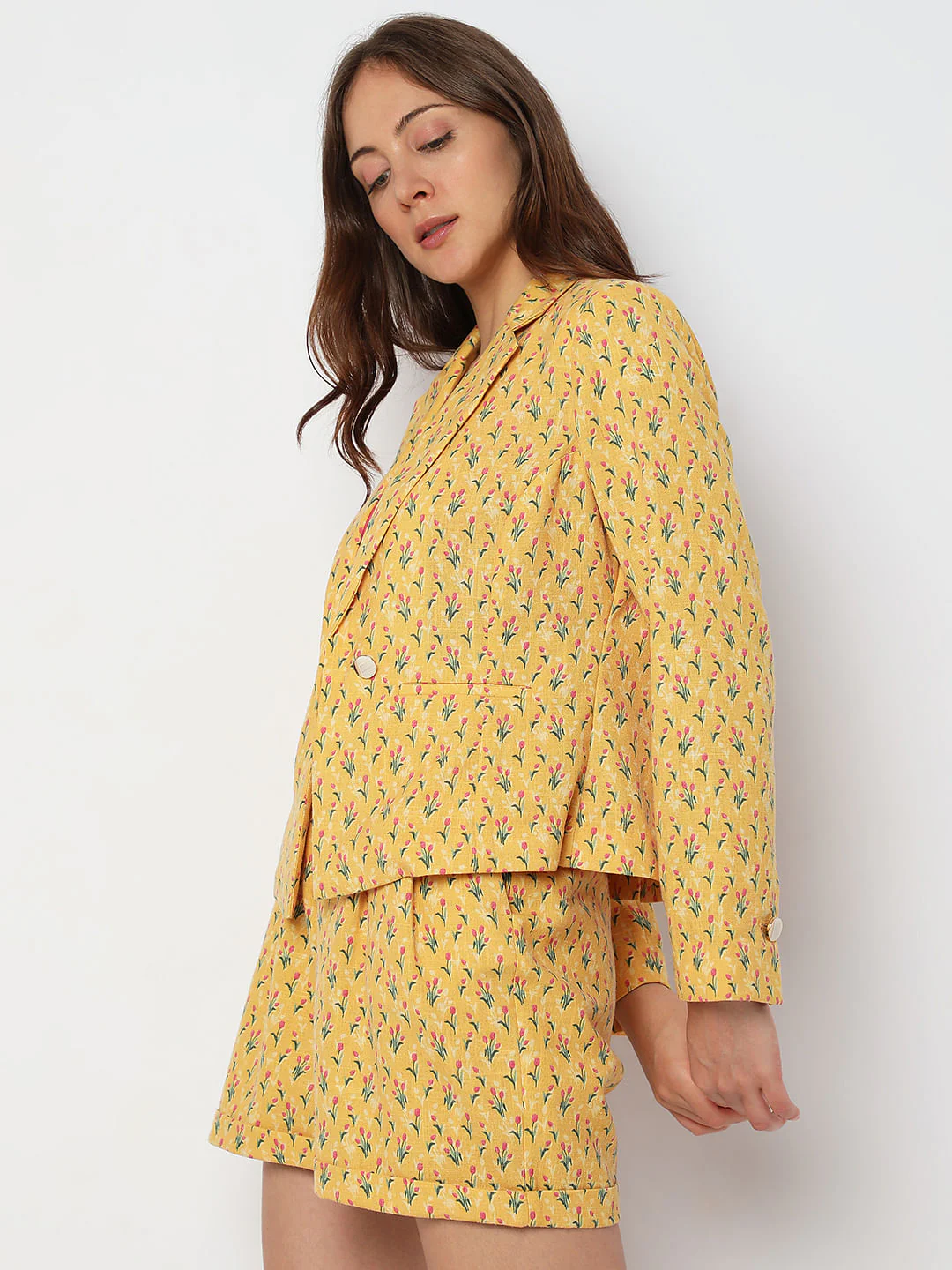 Mustard Floral Co-Ord Blazer - Image 3