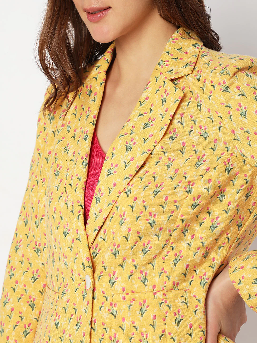 Mustard Floral Co-Ord Blazer - Image 6