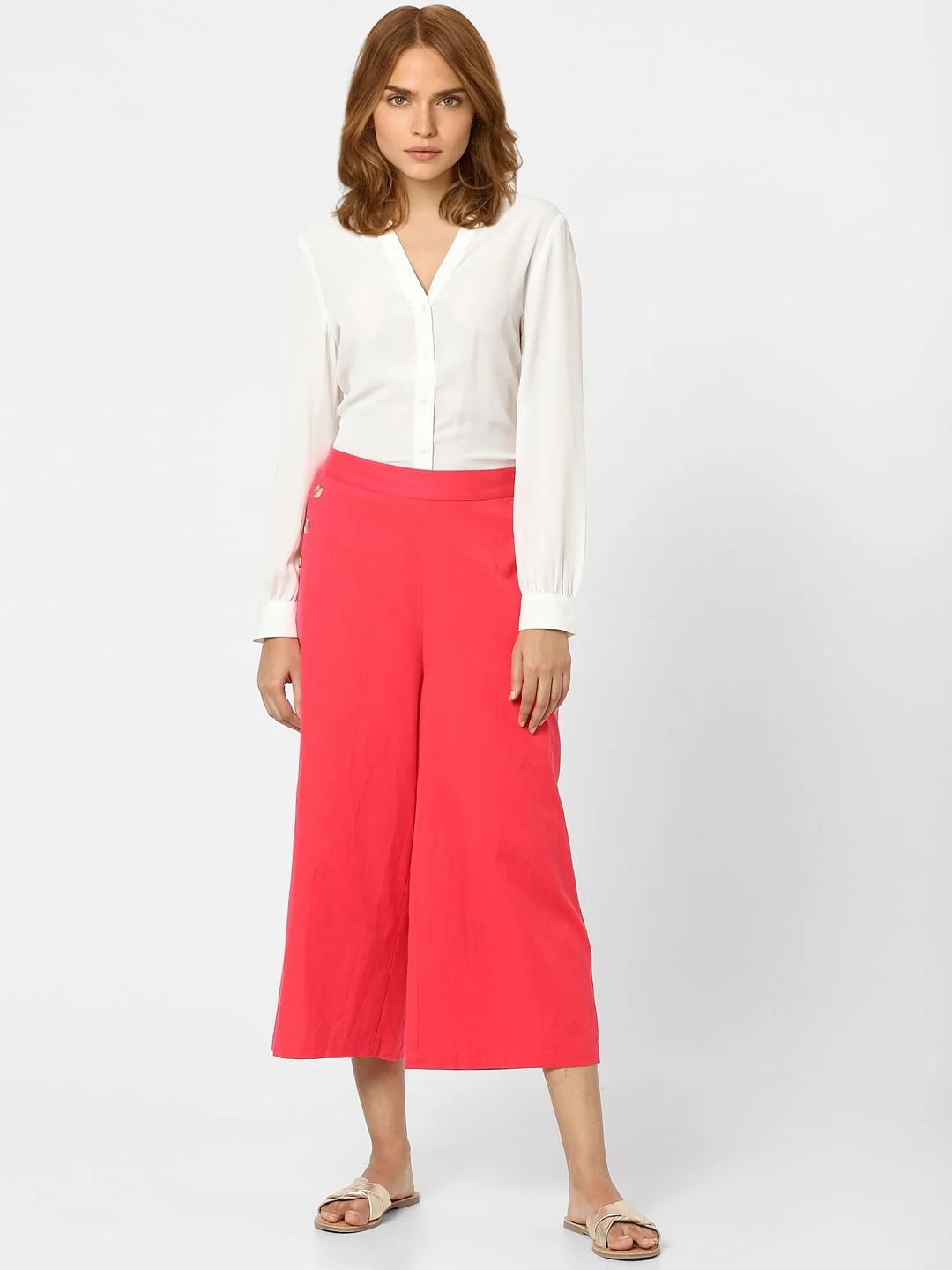 Fuschia Plain Coloured Trousers - Image 4