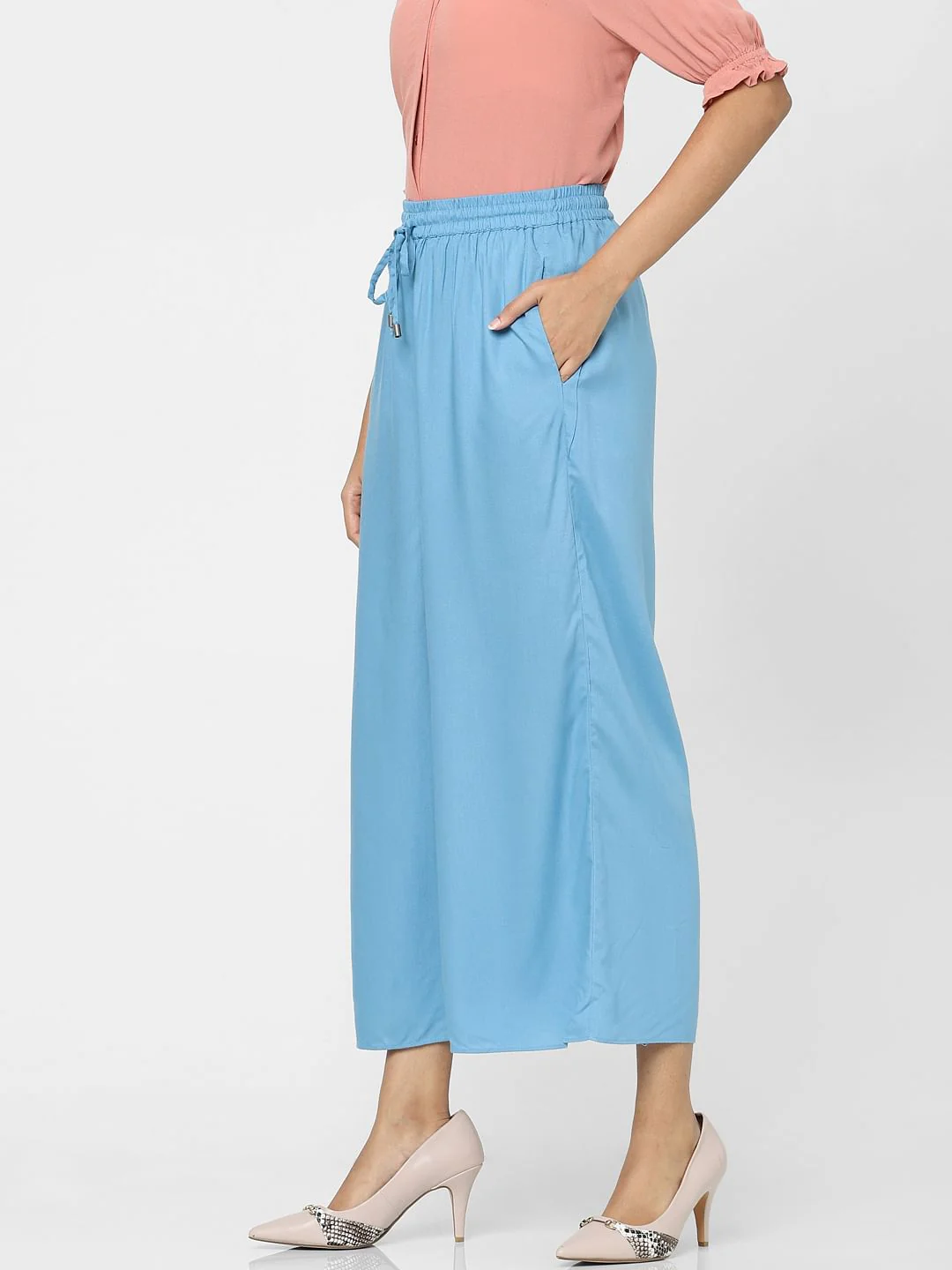 Blue High Rise Wide Leg Pants - Image 2