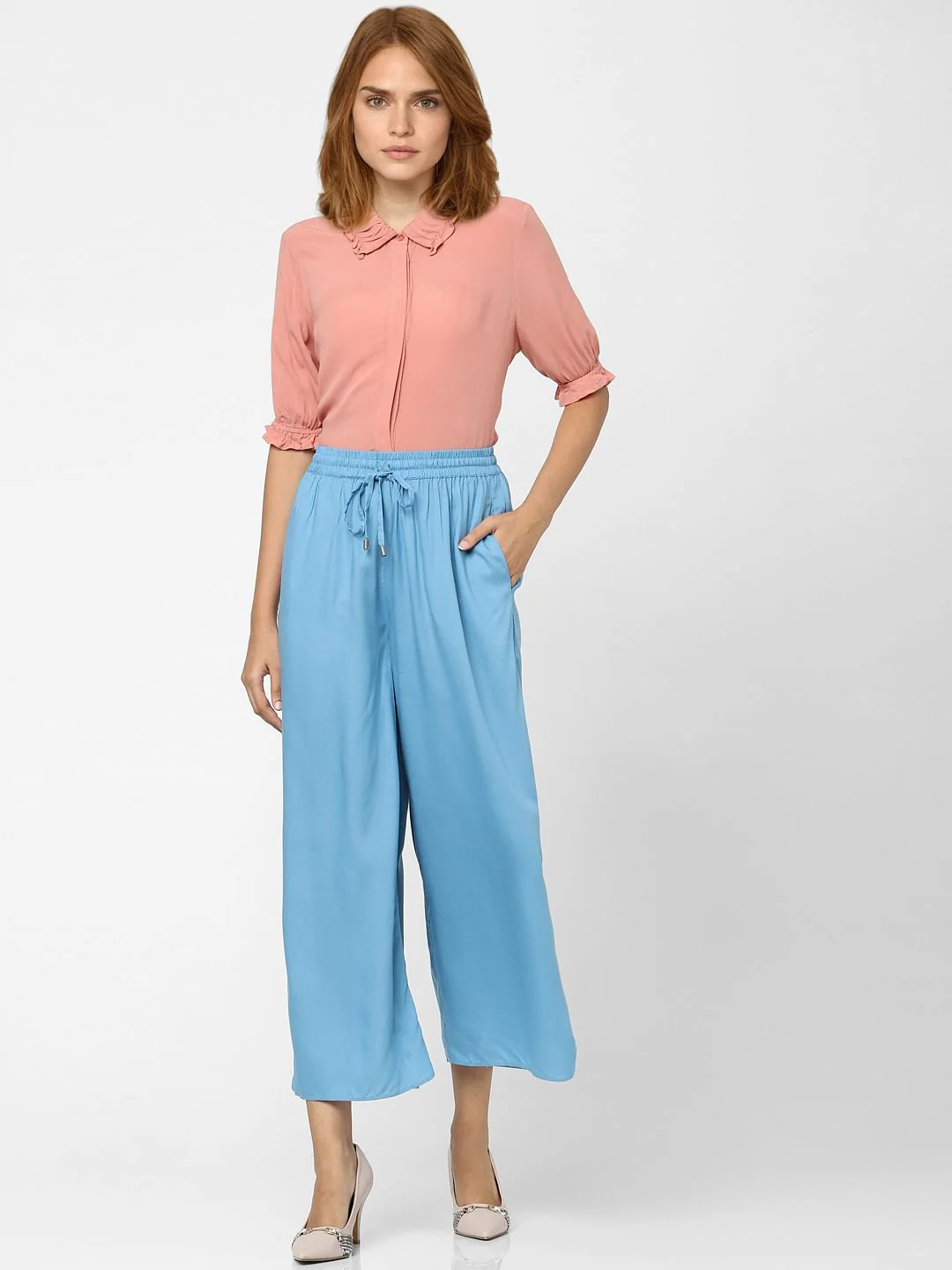 Blue High Rise Wide Leg Pants - Image 5