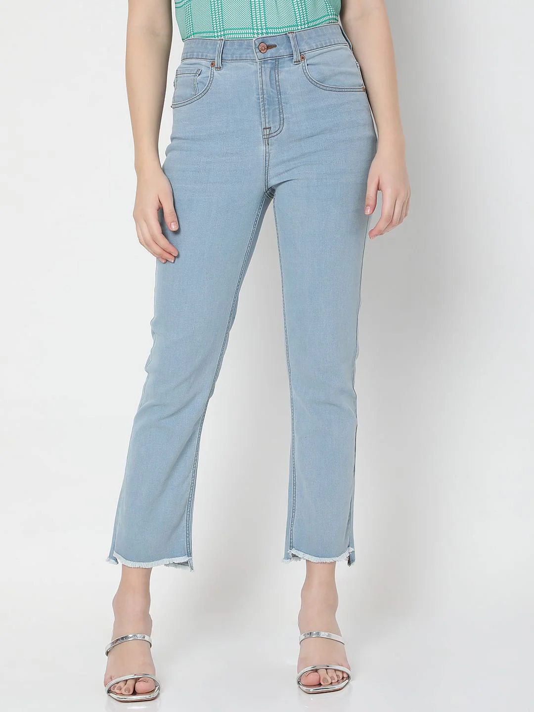 Light Blue High Rise Jade Straight Jeans - Image 2