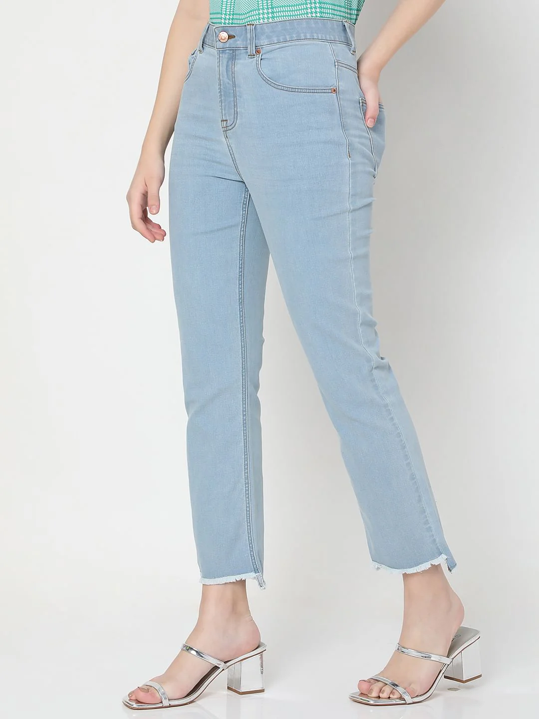 Light Blue High Rise Jade Straight Jeans - Image 3