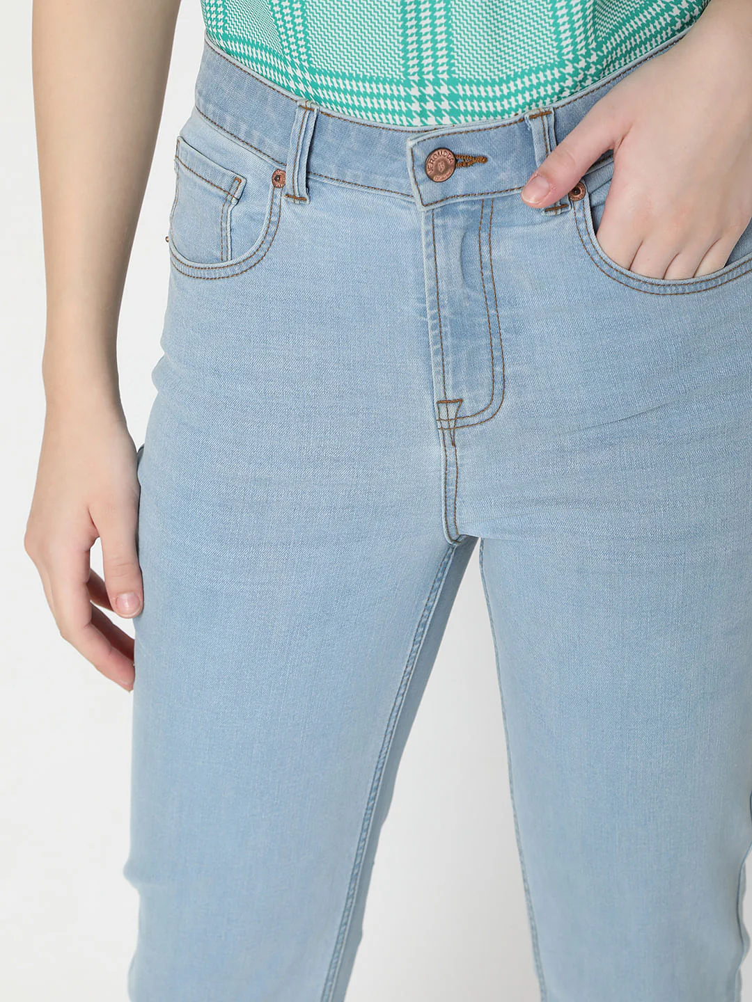 Light Blue High Rise Jade Straight Jeans - Image 5