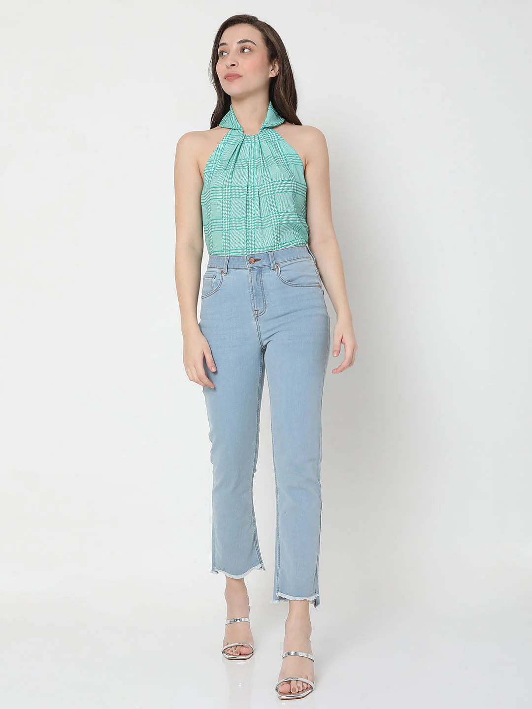 Light Blue High Rise Jade Straight Jeans - Image 6