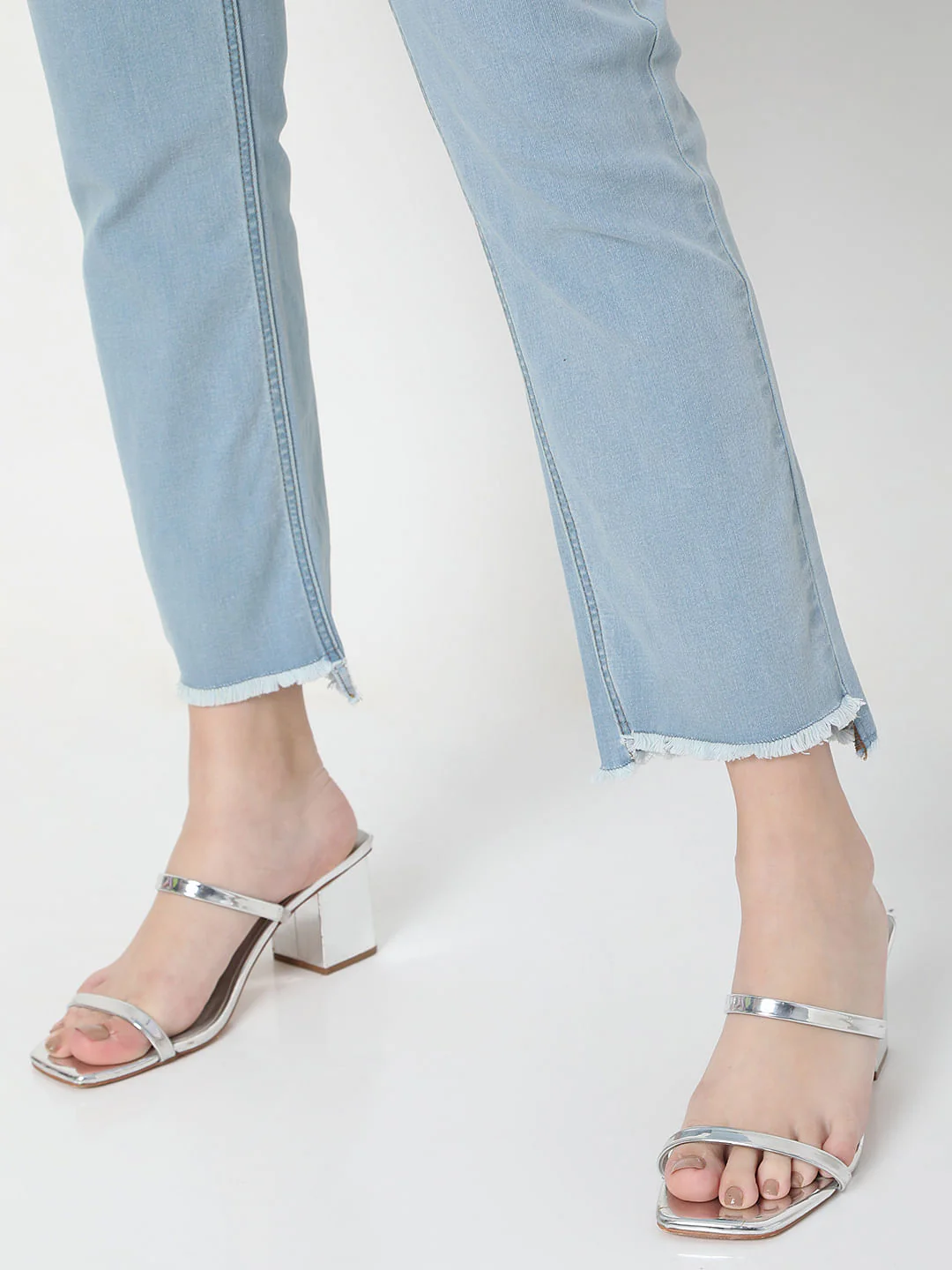 Light Blue High Rise Jade Straight Jeans - Image 7