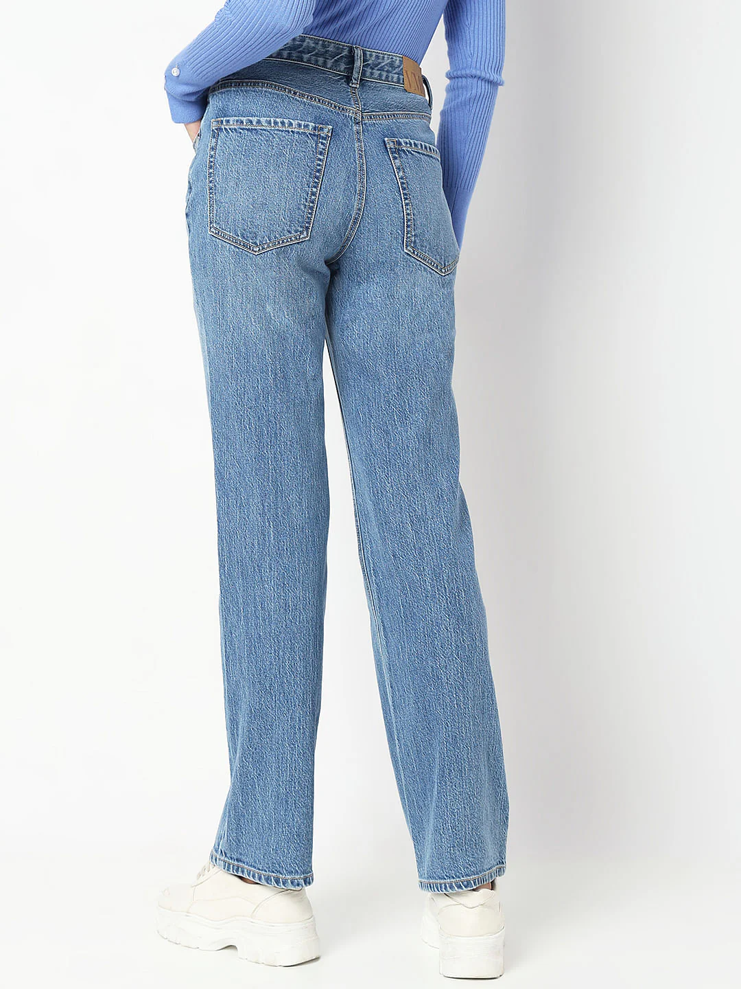 Blue High Rise Straight Fit Jeans - Image 4