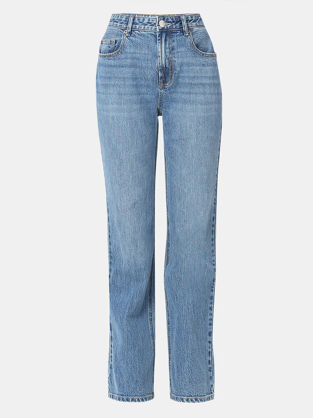 Blue High Rise Straight Fit Jeans - Image 7