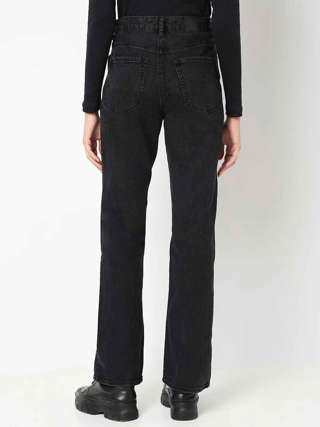 Black High Rise Straight Fit Jeans - Image 4