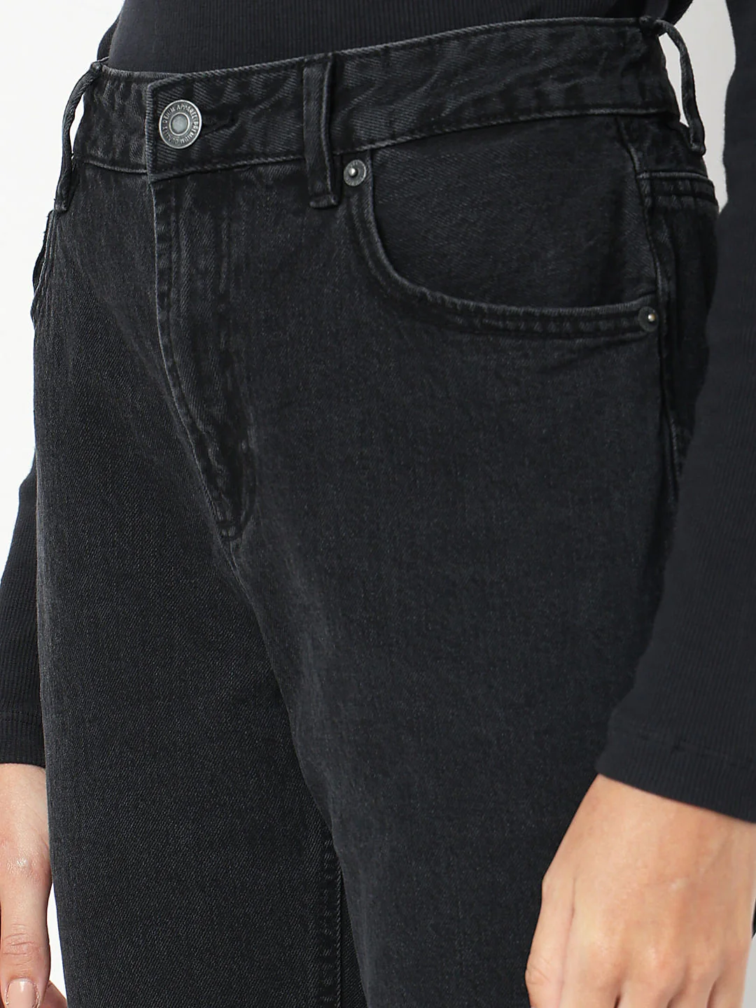 Black High Rise Straight Fit Jeans - Image 8