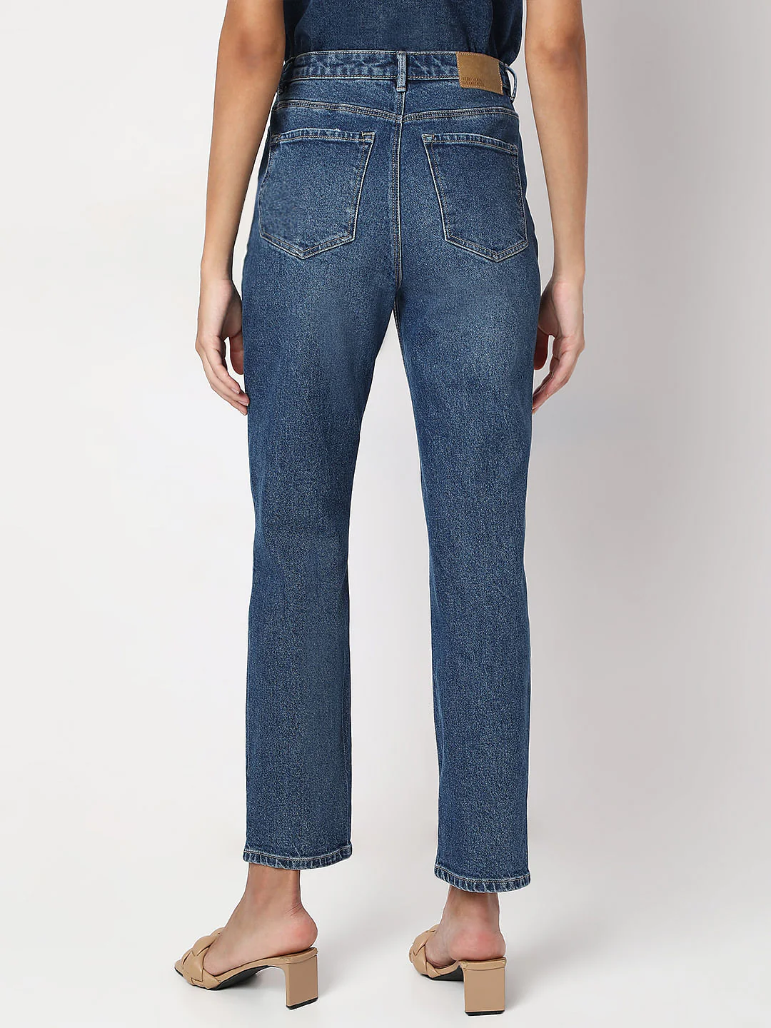 Blue High Rise Mom Jeans - Image 4