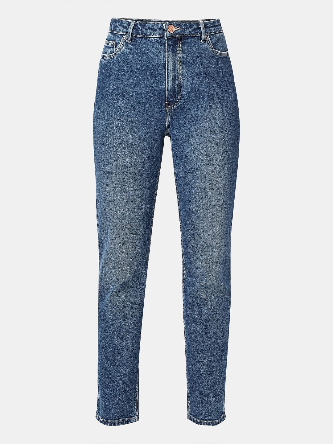 Blue High Rise Mom Jeans - Image 7