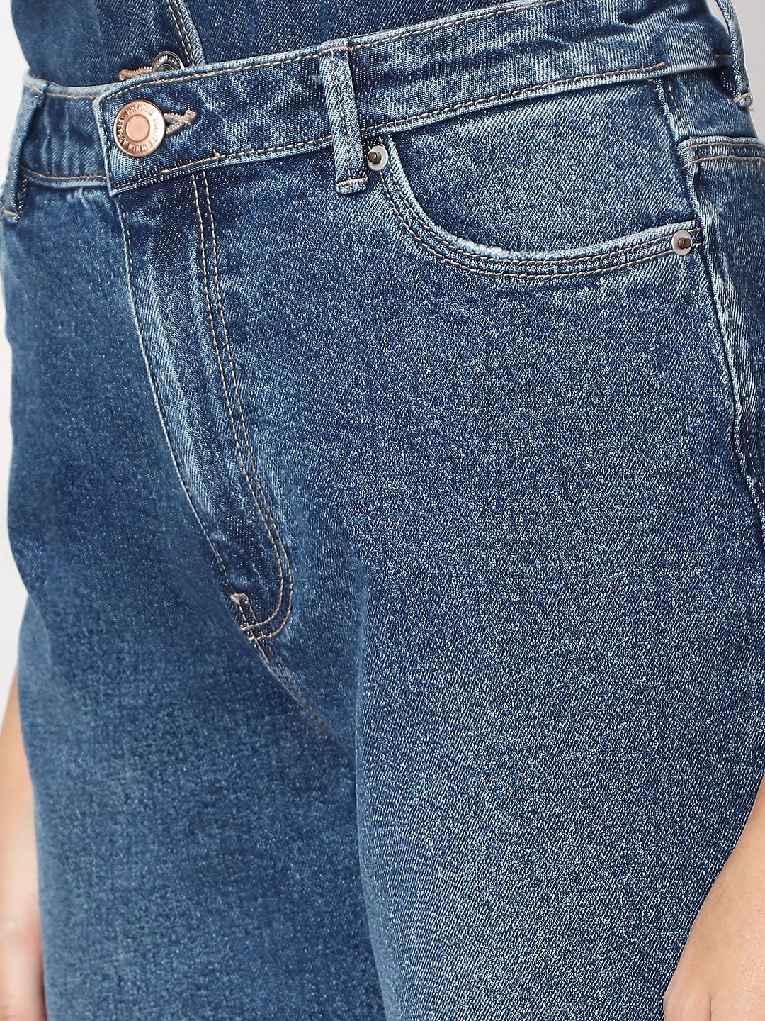 Blue High Rise Mom Jeans - Image 8
