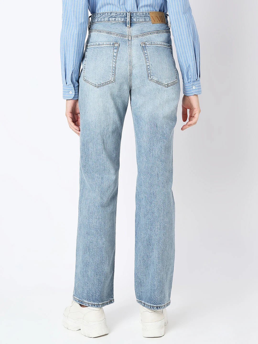 Blue High Rise Straight Fit Jeans - Image 4