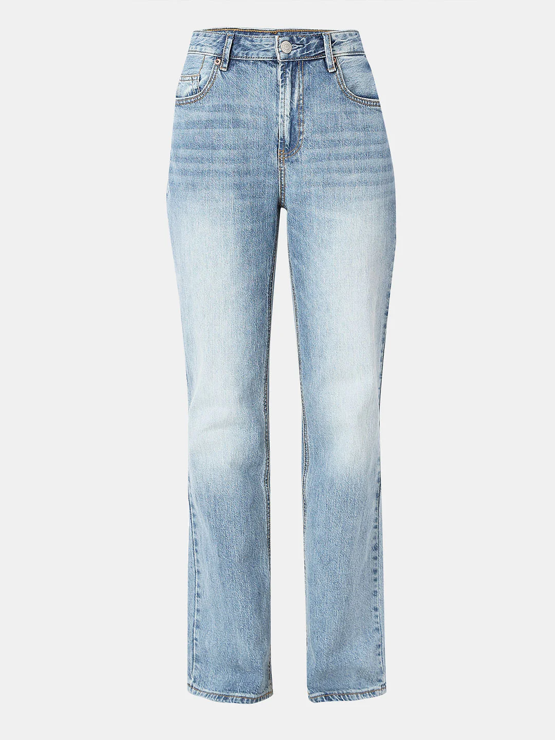 Blue High Rise Straight Fit Jeans - Image 7