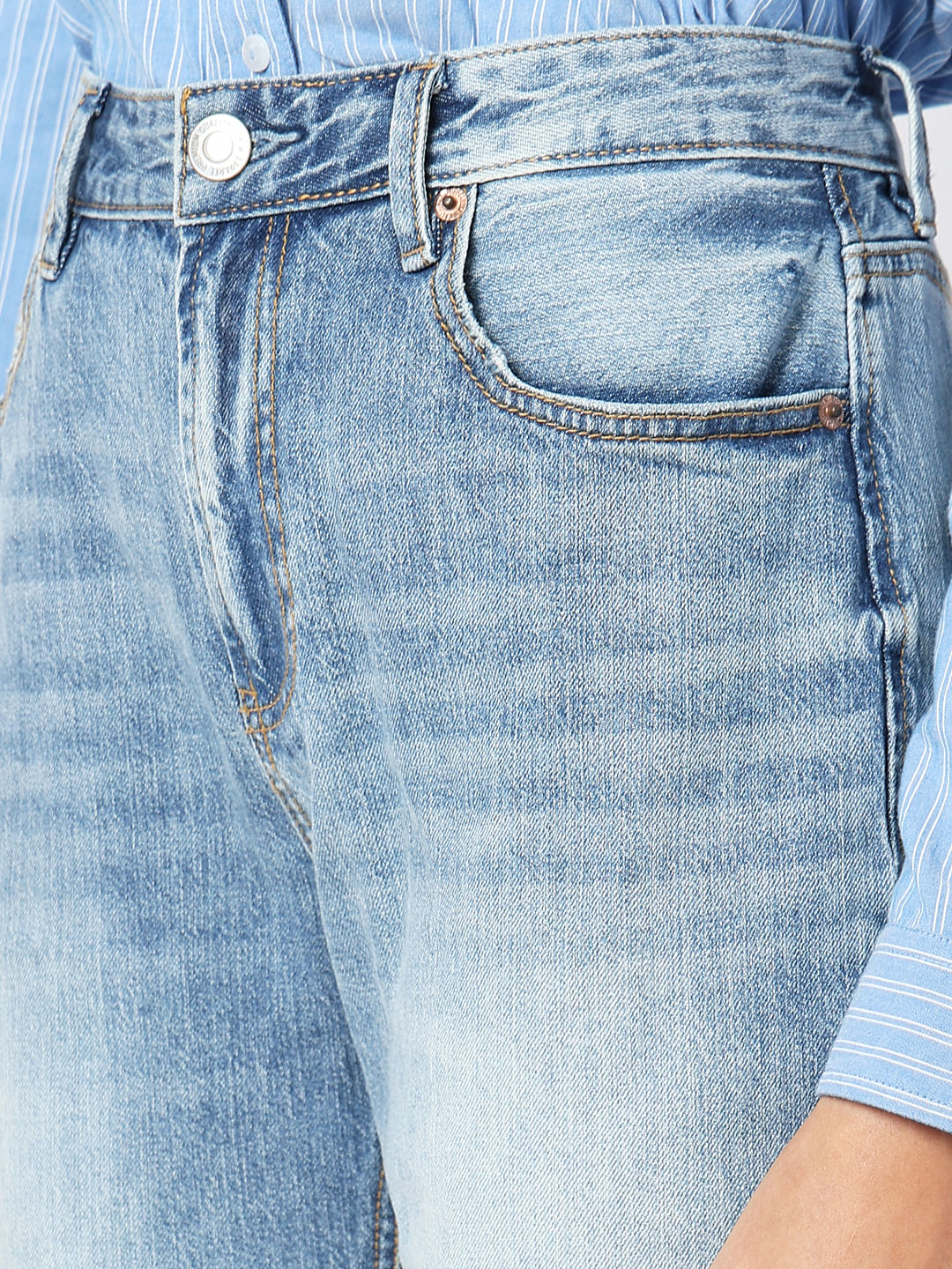 Blue High Rise Straight Fit Jeans - Image 8
