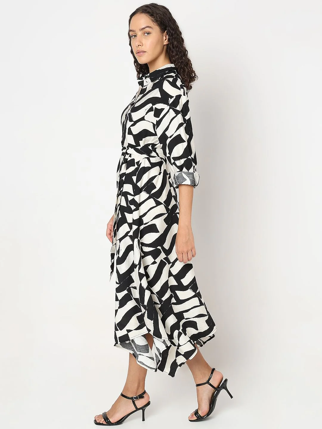Black Monochrome Shirt Dress - Image 3