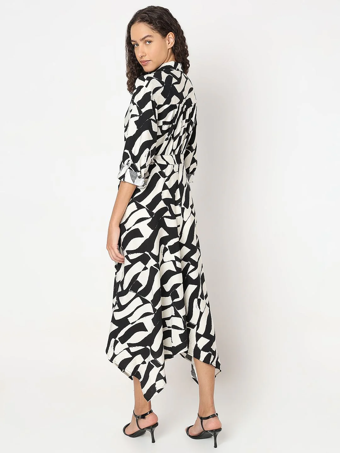 Black Monochrome Shirt Dress - Image 4