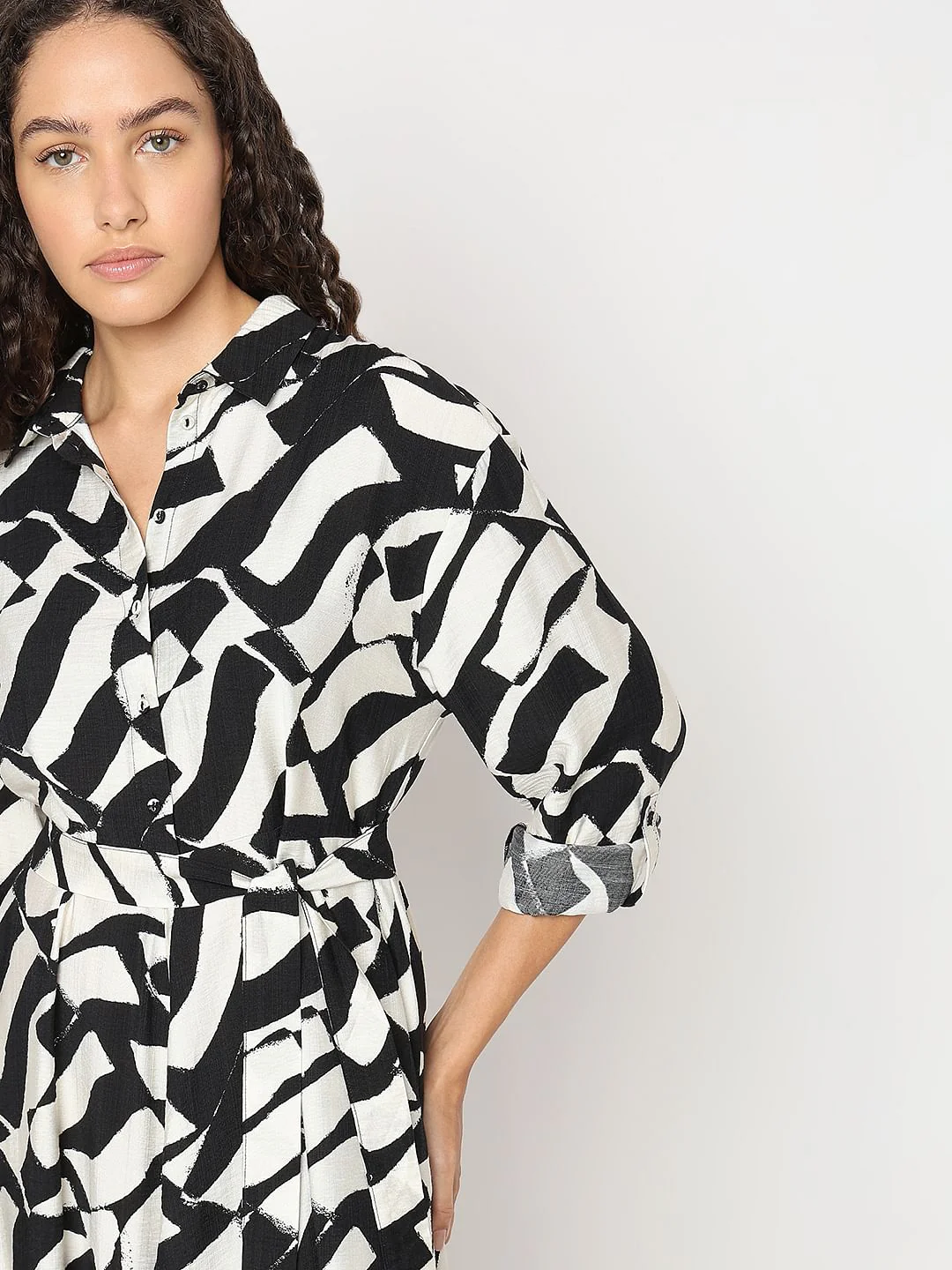 Black Monochrome Shirt Dress - Image 5