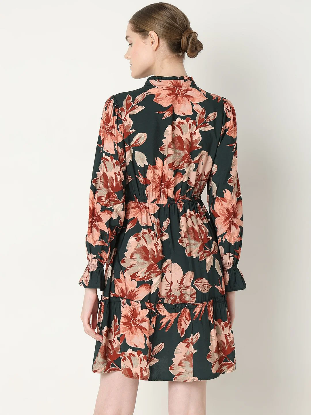 Green Floral Print Short Frill Dress - Image 4