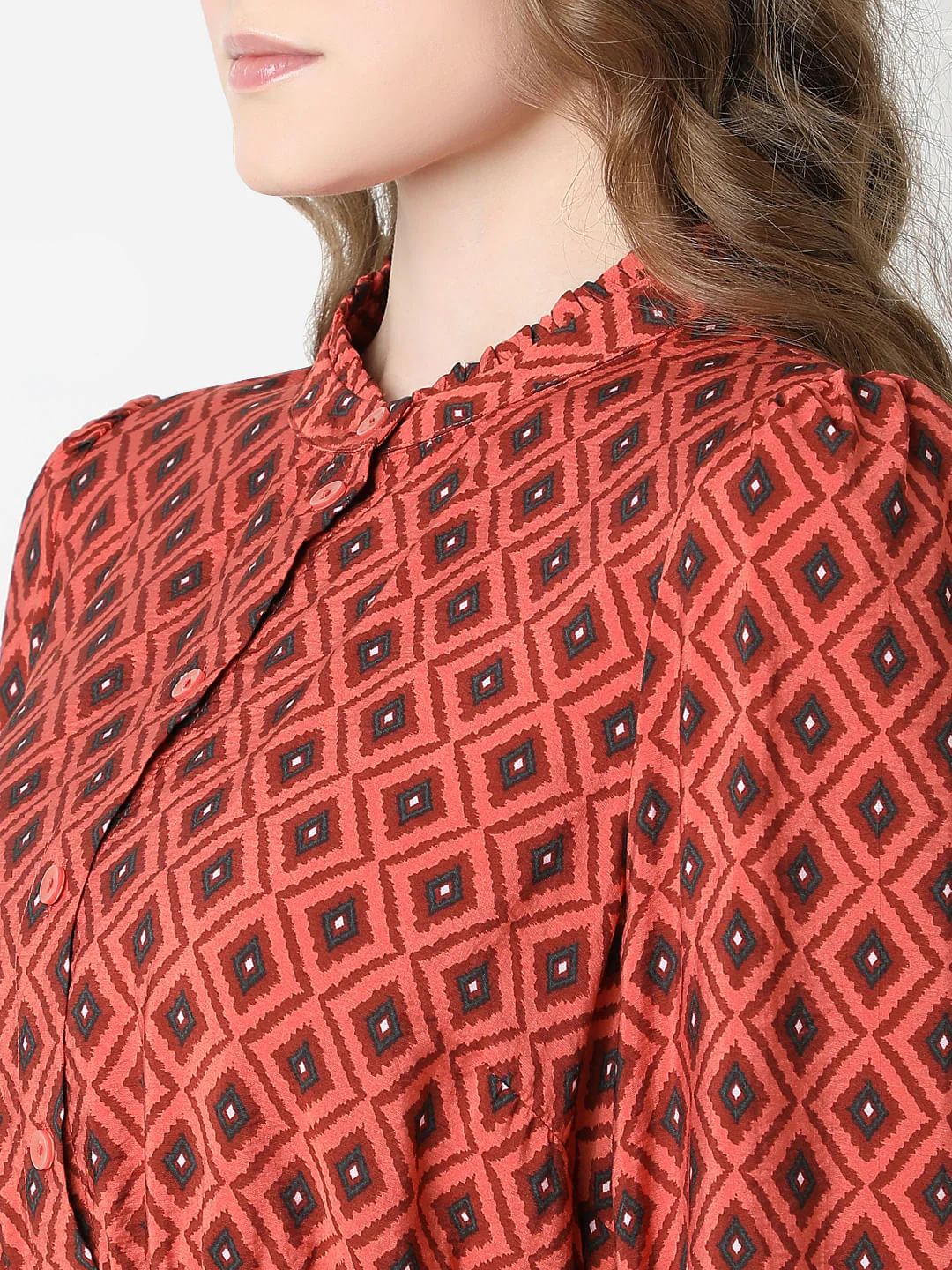 Rust Printed Fit & Flare Dress - Image 8